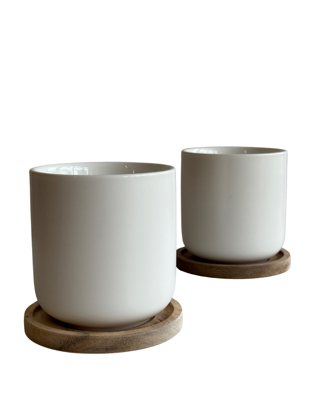 Set de 2 tasses enzo en porcelaine avec support en bois d'acacia 25cl