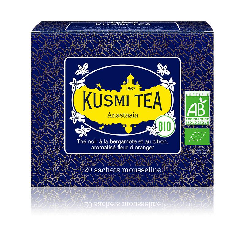 Anastasia Thé noir earl grey bio, citron - Boite de 20 sachets - Kusmi Tea