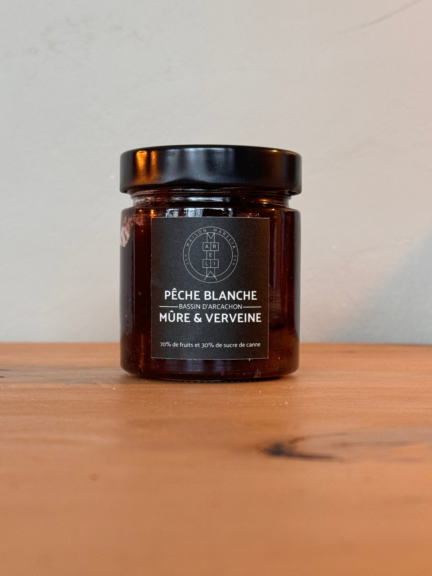 Confiture Pêche blanche Mûre & verveine - 250g