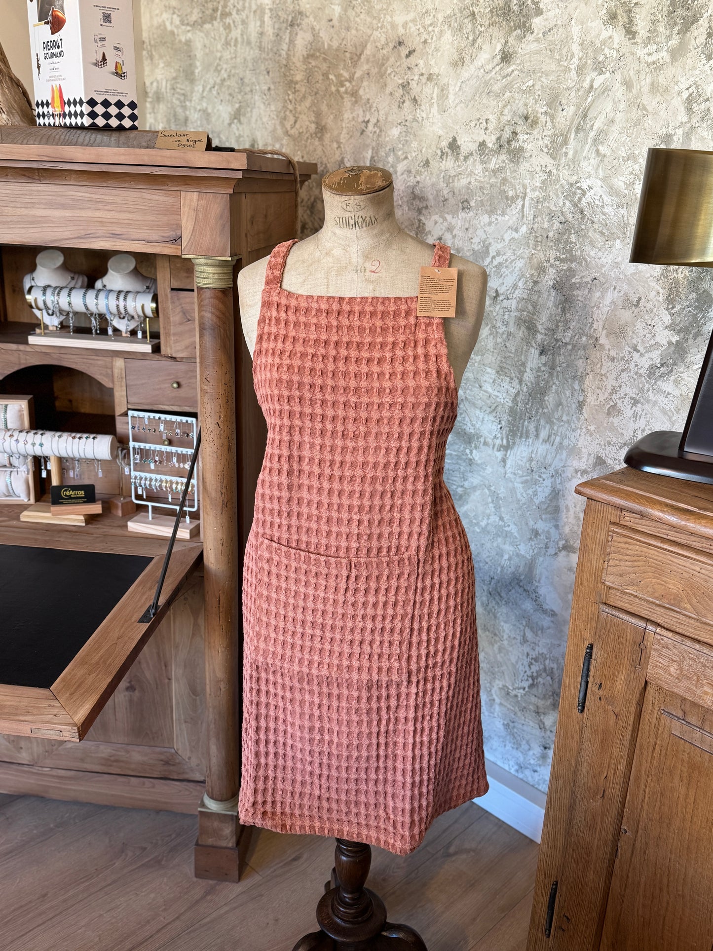 Tablier origin h80cm en coton paprika