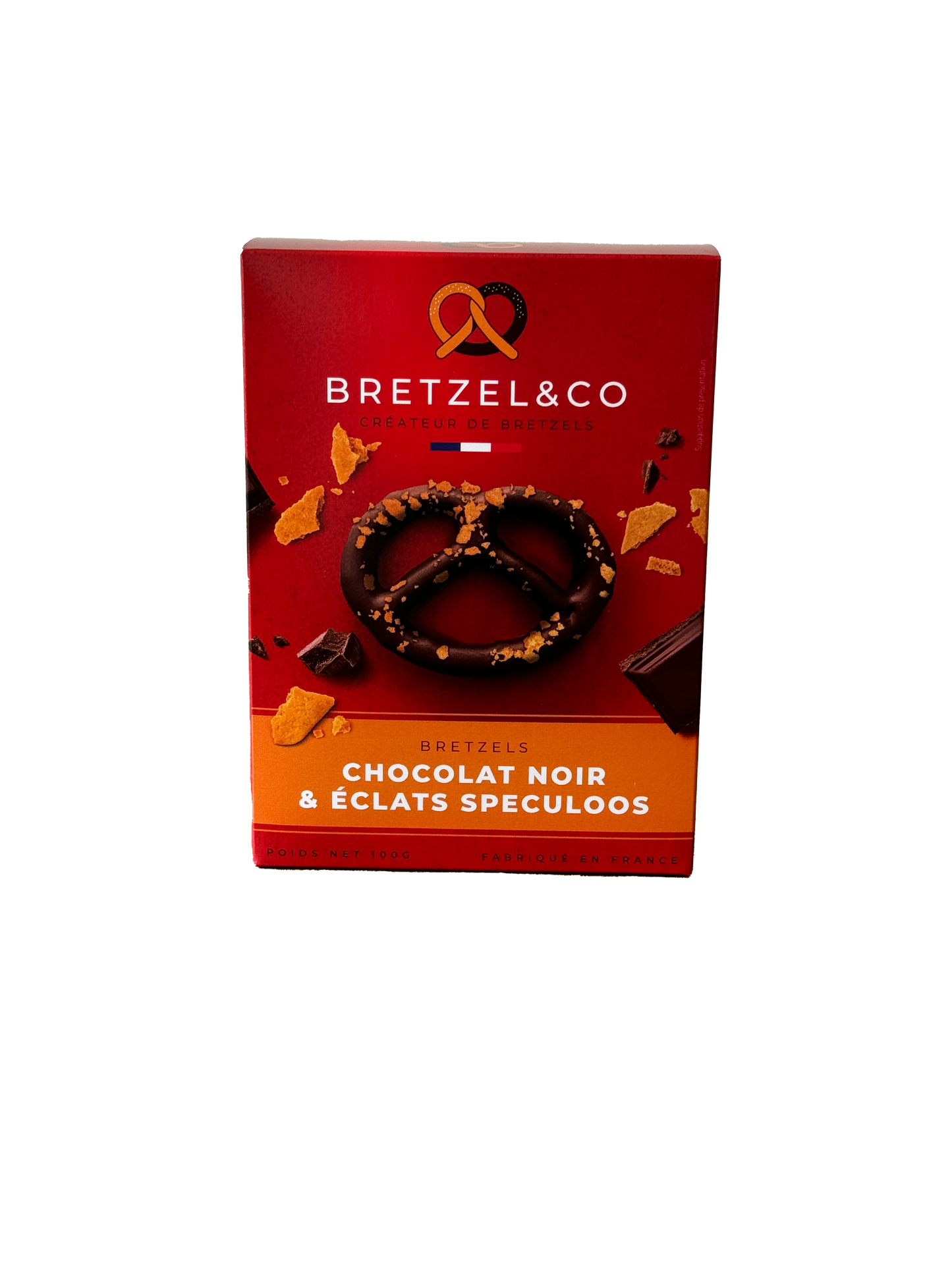 Bretzel chocolat noir - éclats de spéculoos 100g
