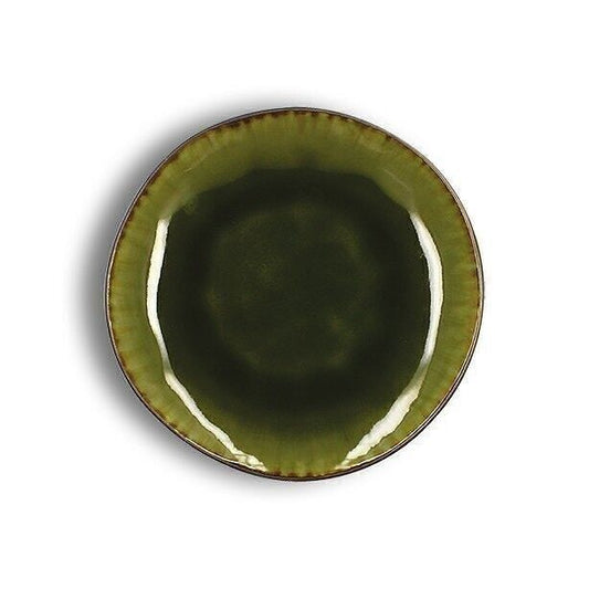 Assiette plate  20,5cm  en grès vert