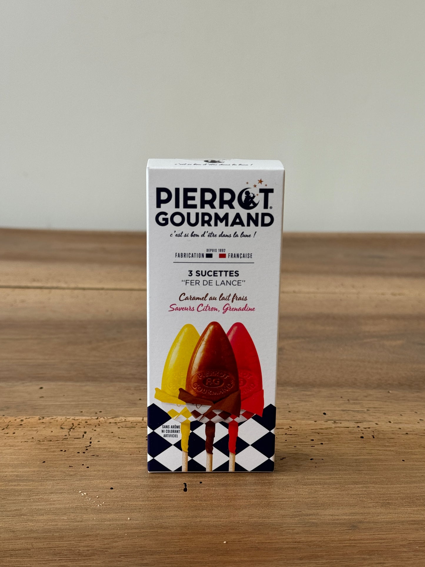 Étui de 3 sucettes "Fer de lance" assorties Pierrot Gourmand