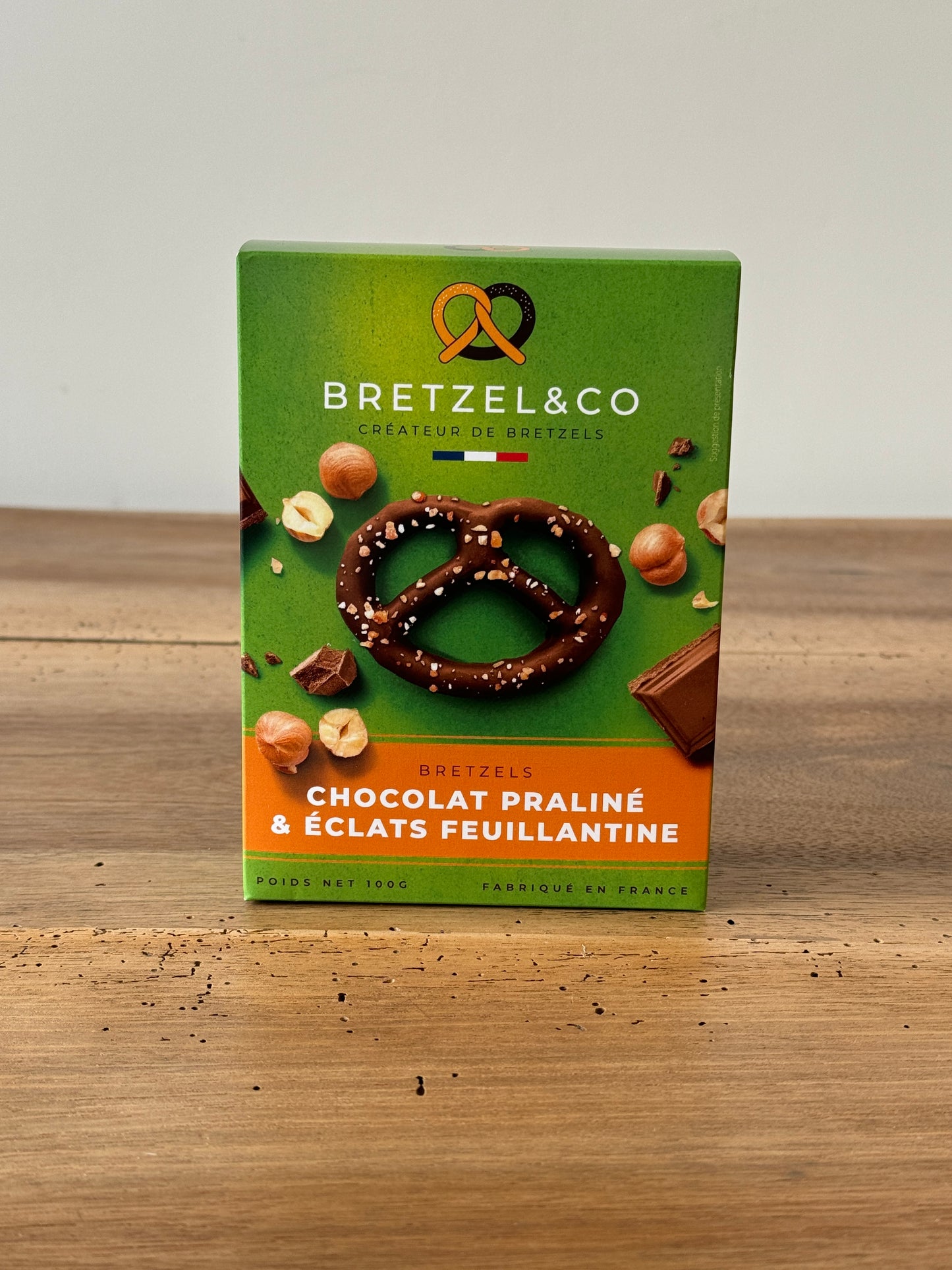 Bretzel chocolat praliné et éclats de feuillantine