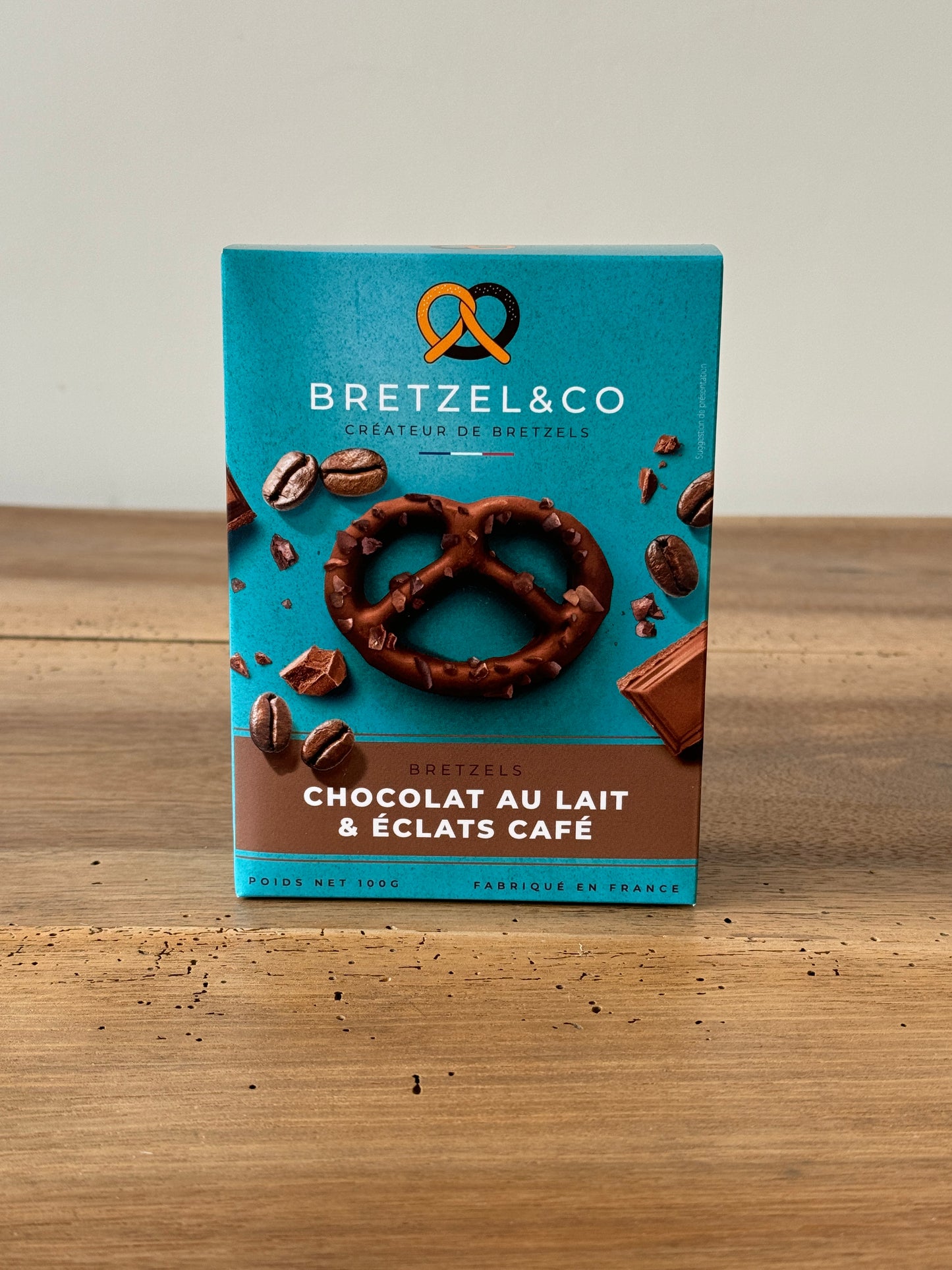 Bretzel chocolat au lait et éclats de café