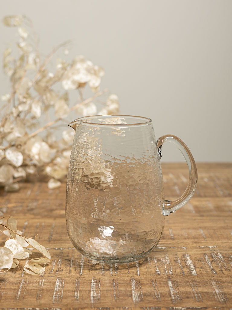 Pichet avec anse Lavandou verre martelé