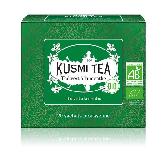 Thé Vert à la Menthe Bio - Etui 20 sachets mousseline - Kusmi Tea