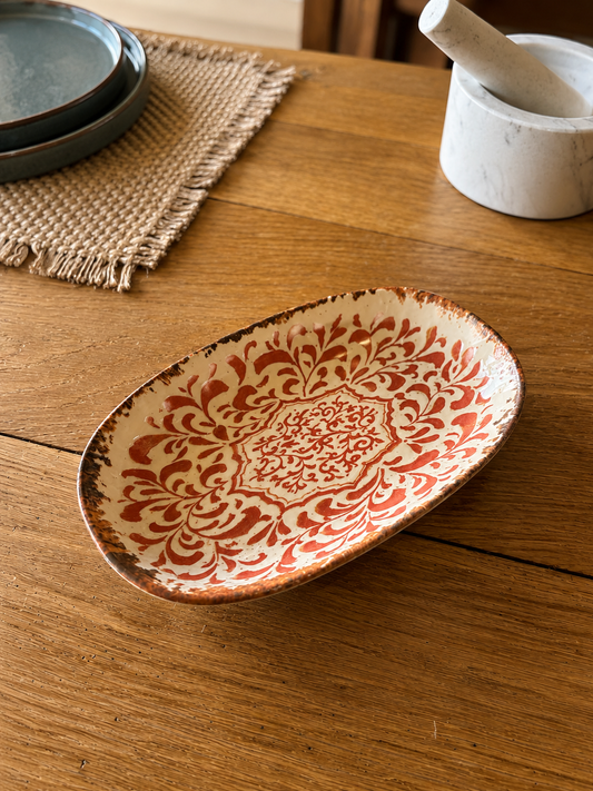 Assiette oval en porcelaine rouge 23.5X13.5cm PALAZZO