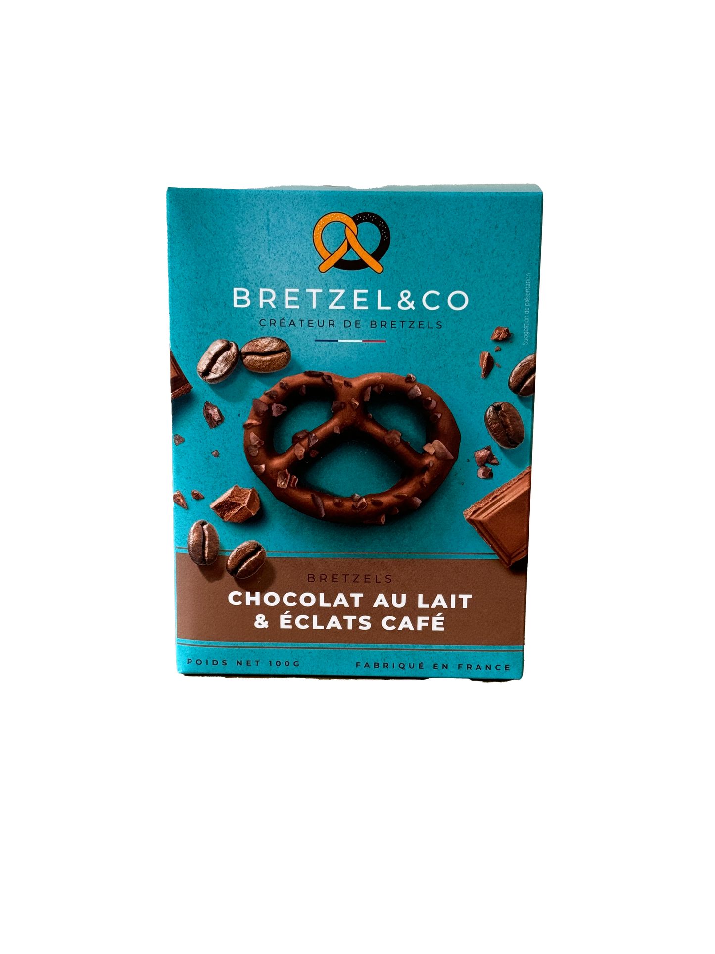 Bretzel chocolat au lait et éclats de café