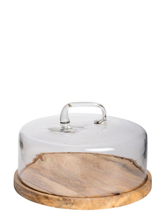 Plateau rond cloche et anse artisanale