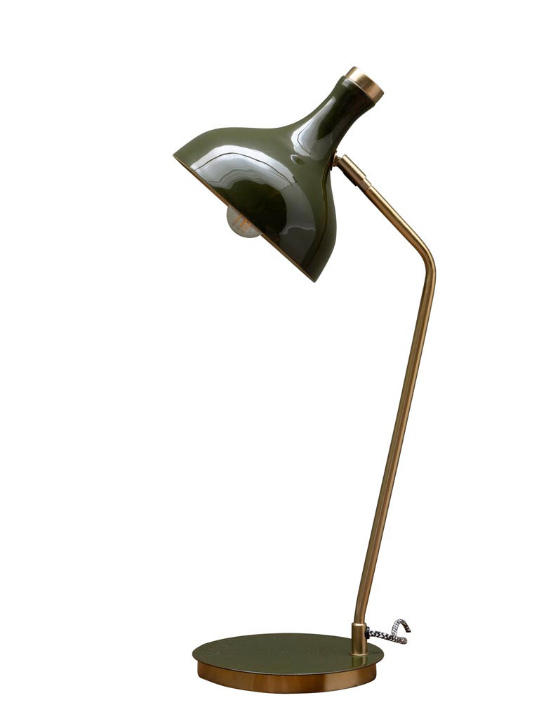 Lampe de bureau verte et dorée Olive