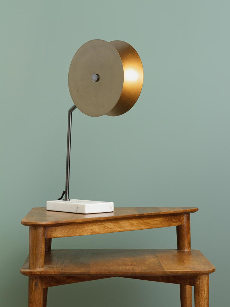 Lampe Disque d'or base marbre
