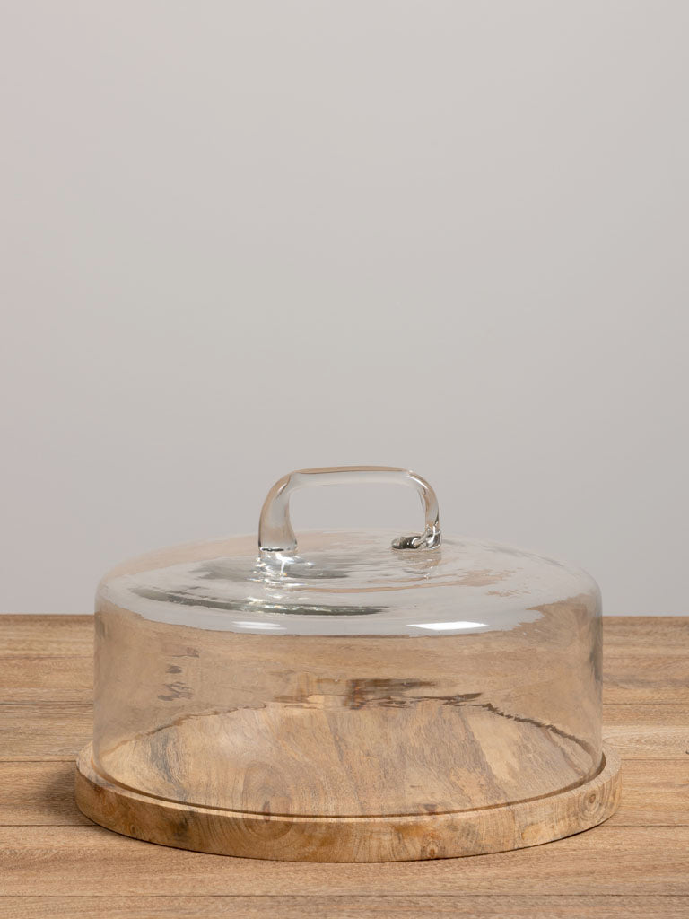 Plateau rond cloche et anse artisanale