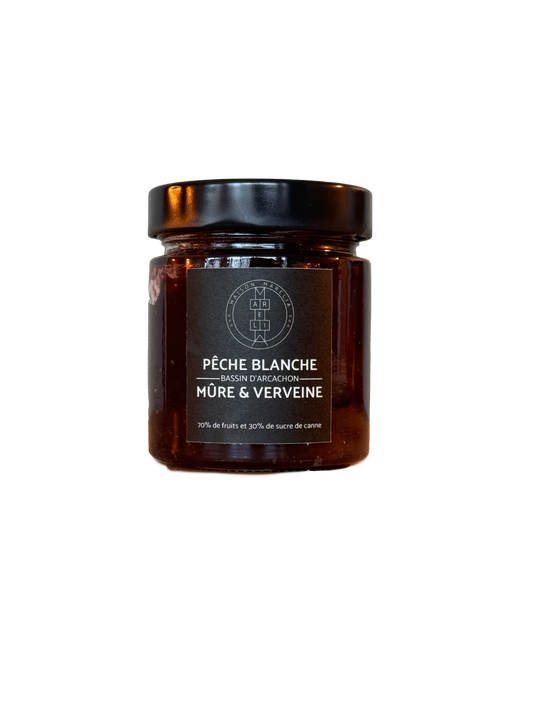 Confiture Pêche blanche Mûre & verveine  - 250g