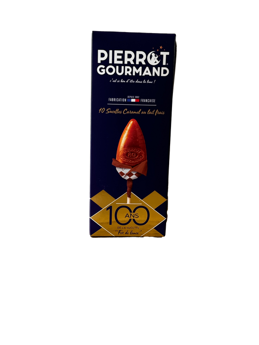 Pierrot Gourmand - Etui collector de 10 sucettes Caramel au lait frais