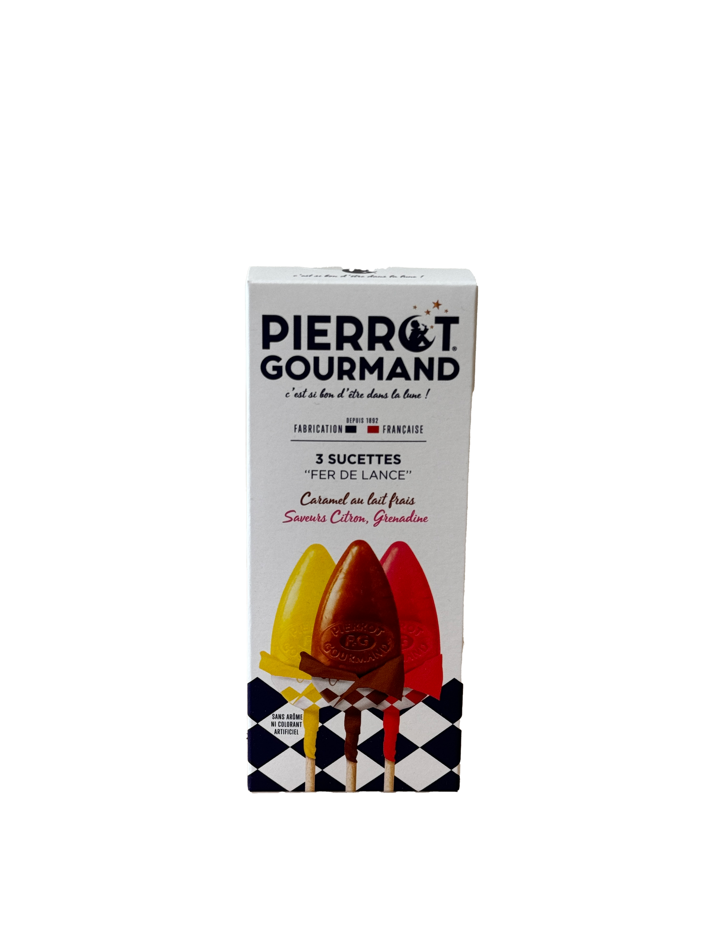 Étui de 3 sucettes "Fer de lance" assorties Pierrot Gourmand